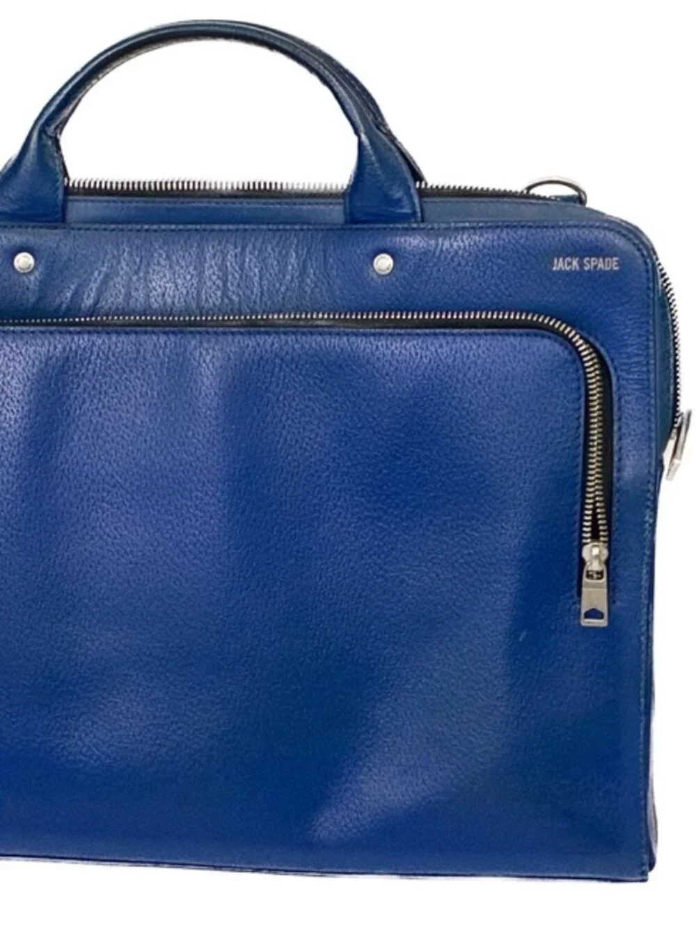 Jack Spade Mason Leather Slim Briefcase Cobalt Blue